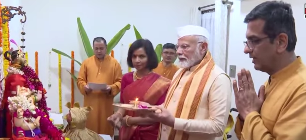 CJI D Y Chandrachud, offering prayers to Lord Ganesha,